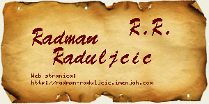 Radman Raduljčić vizit kartica
